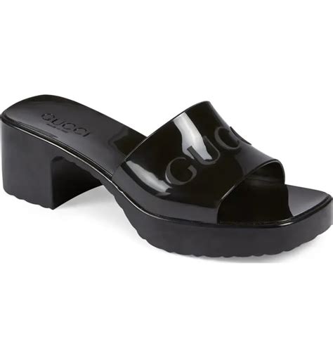 gucci rubber slide sandal|Gucci rubber platform slide sandals.